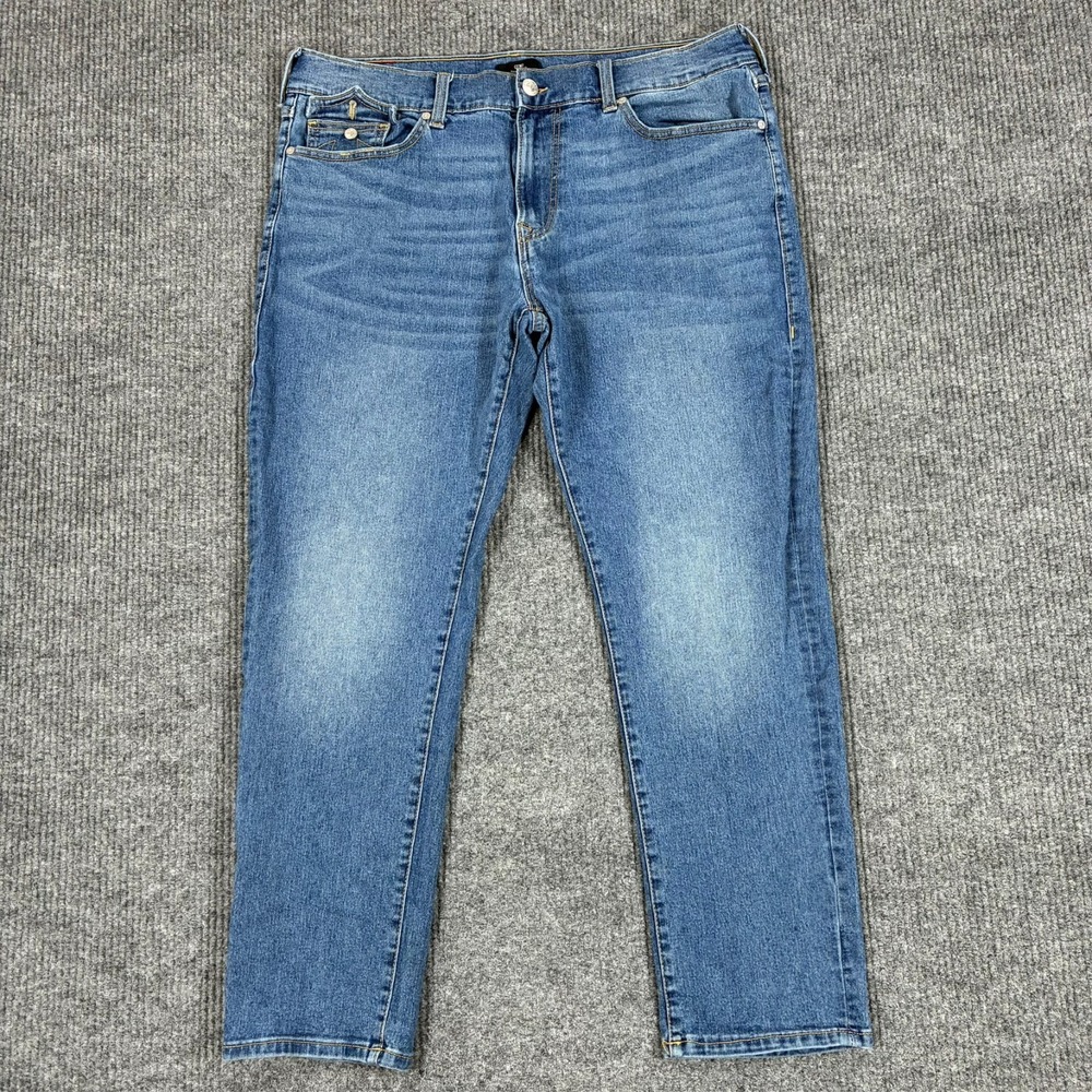 True Religion GENO Relaxed Slim Jeans Mens Size 40 Medium Wash Denim Stretch
